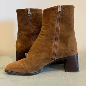 Brown genuine leather suede boots.